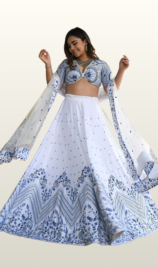Designer Wedding Wear Lehenga Choli for Women with Zari, Thread, Gota Patti & Sequins Embroidery Work | Premium Satin & Georgette Collection | Stitched Blouse (32-48)