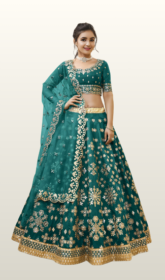 Designer Wedding Wear Art Silk Lehenga Choli for Women with Sequins, Foil & Zari Embroidered Work | Premium Ethnic Collection | Stitched Blouse (32-48)