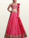 Designer Wedding Wear Lehenga Choli for Women with Digital Print, Heavy Embroidery, Swarovski & Real Mirror Work | Premium Ethnic Collection | Stitched Blouse (32-48) - A, 32