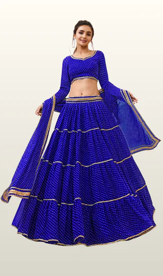 Designer Georgette Leheriya Print Lehenga Choli for Women with Lace Work | Traditional Ethnic Collection | Stitched Blouse (32-48)