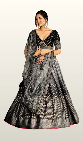 Designer Wedding Wear Chinon Silk Lehenga Choli for Women with Sequins & Thread Embroidery Work | Premium Ethnic Collection | Stitched Blouse (32-48)