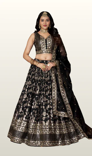 Designer Wedding Wear Dola Silk Jacquard Lehenga Choli for Women with Sequins & Zari Embroidered Work | Premium Ethnic Collection | Stitched Blouse (32-48)