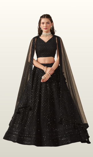 Designer Wedding Wear Georgette Lehenga Choli for Women with Sequins & Thread Embroidered Work | Premium Ethnic Collection | Stitched Blouse (32-48)