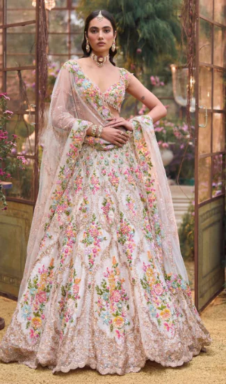 Designer Premium Malai Satin Silk Lehenga Choli for Women with Sequins Embroidery Work | 4 Meter Flared Wedding, Party & Festive Wear Collection | Fully Stitched Blouse (32-48)