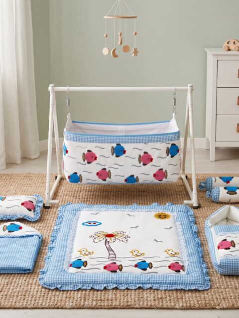 Kaladee Luxury Unn Work Baby Bedding Combo Set for Newborns 7-Piece Cotton Baby Care Essentials