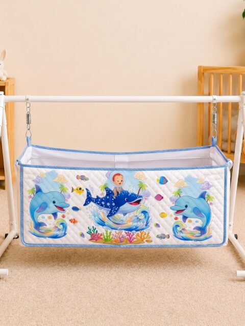 Kaladee Premium Baby Cradle Pipe Cover | Soft Cotton DTF Print Cradle Bedding Cover for Newborns