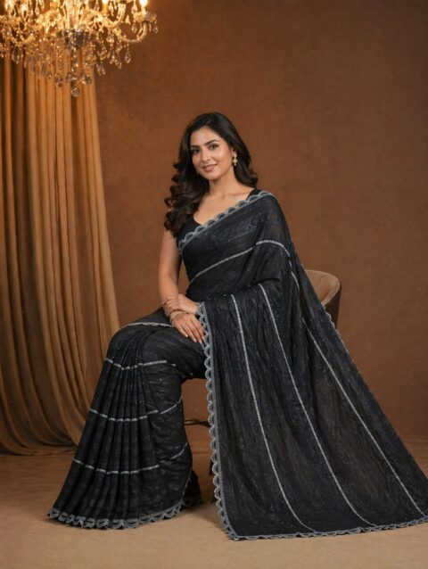 Kaladee Majestic Black Saree